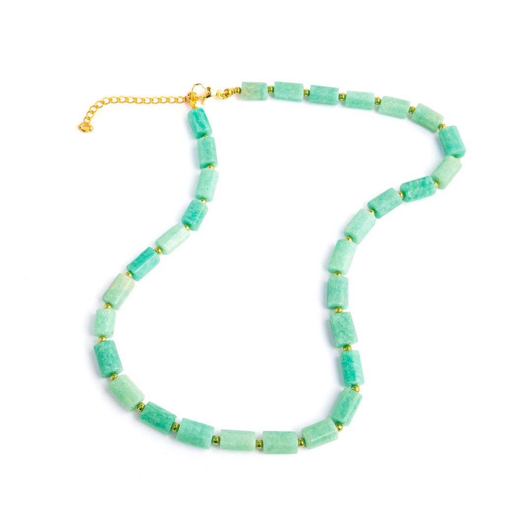 Amazonite Rock Gold Plated Waterproof Necklace