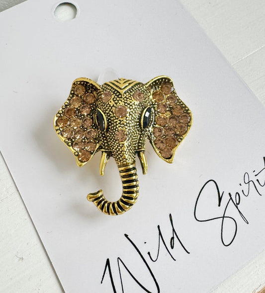 Gold Elephant Bling Brooch