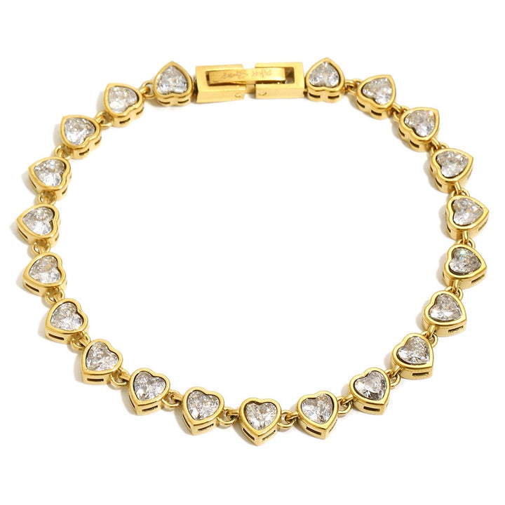 White Love Heart Tennis Bracelet