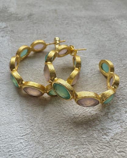 The Rose Quartz & Amazonite 'Iris' Earrings