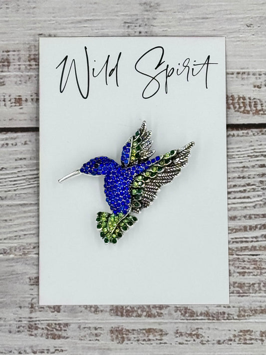 Royal Blue Hummingbird Brooch