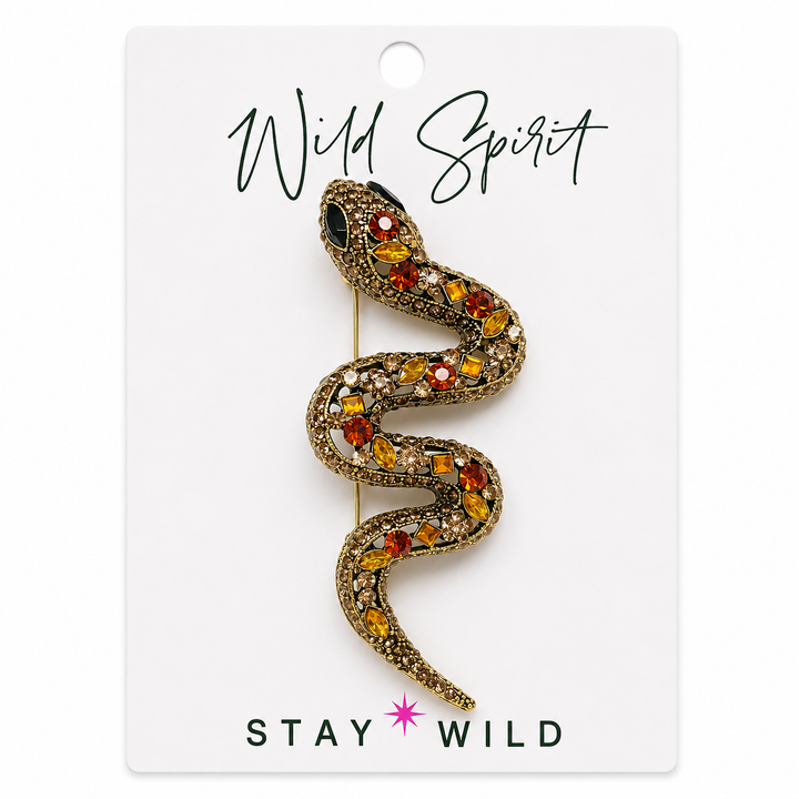 Amber Snake Brooch