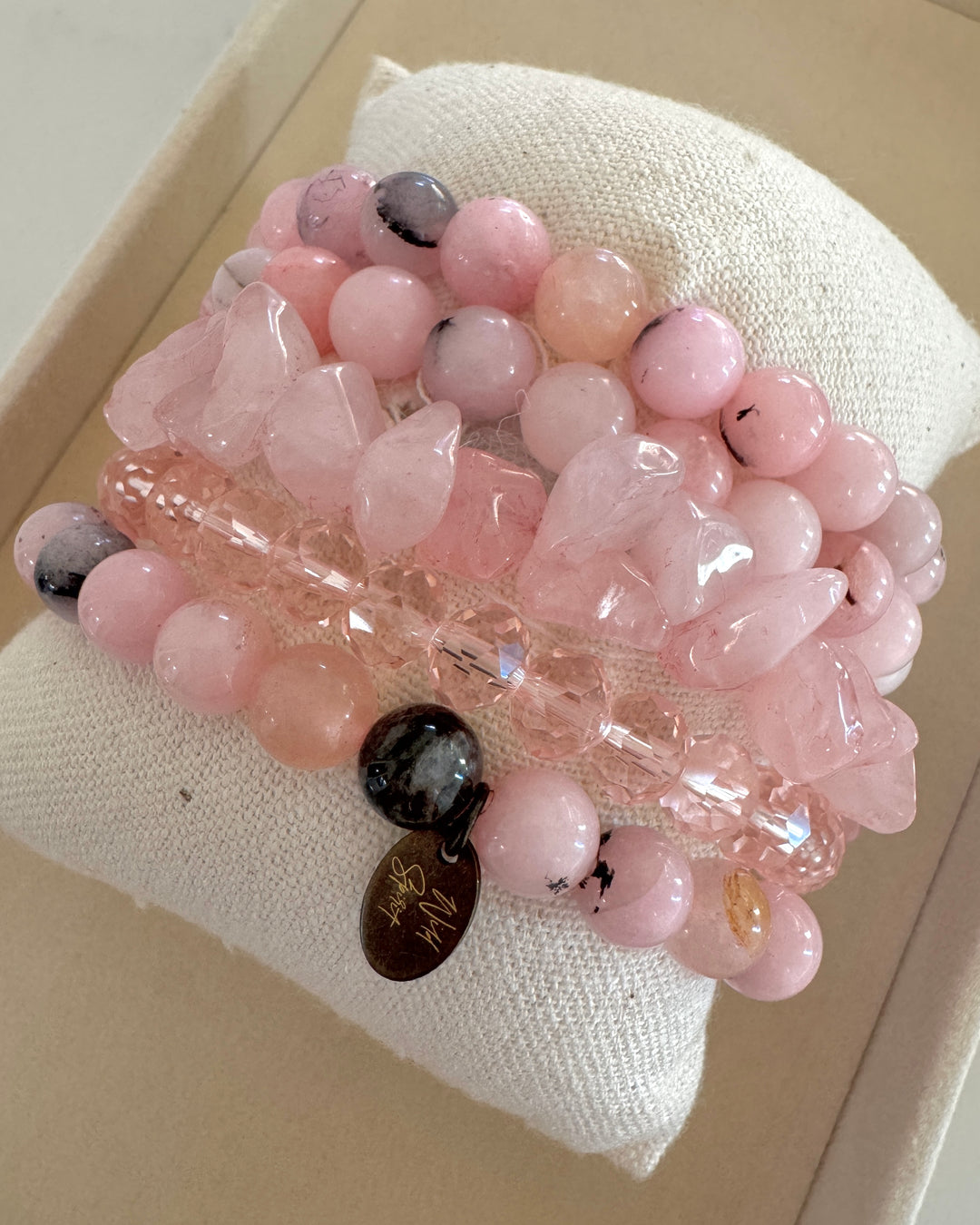 The Blossom Rose Quartz Natural Stone Bracelet Stack