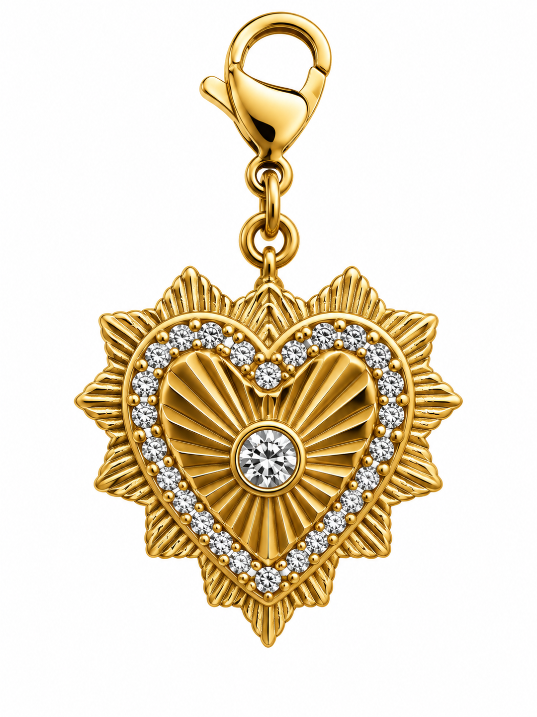 a gold heart with diamonds