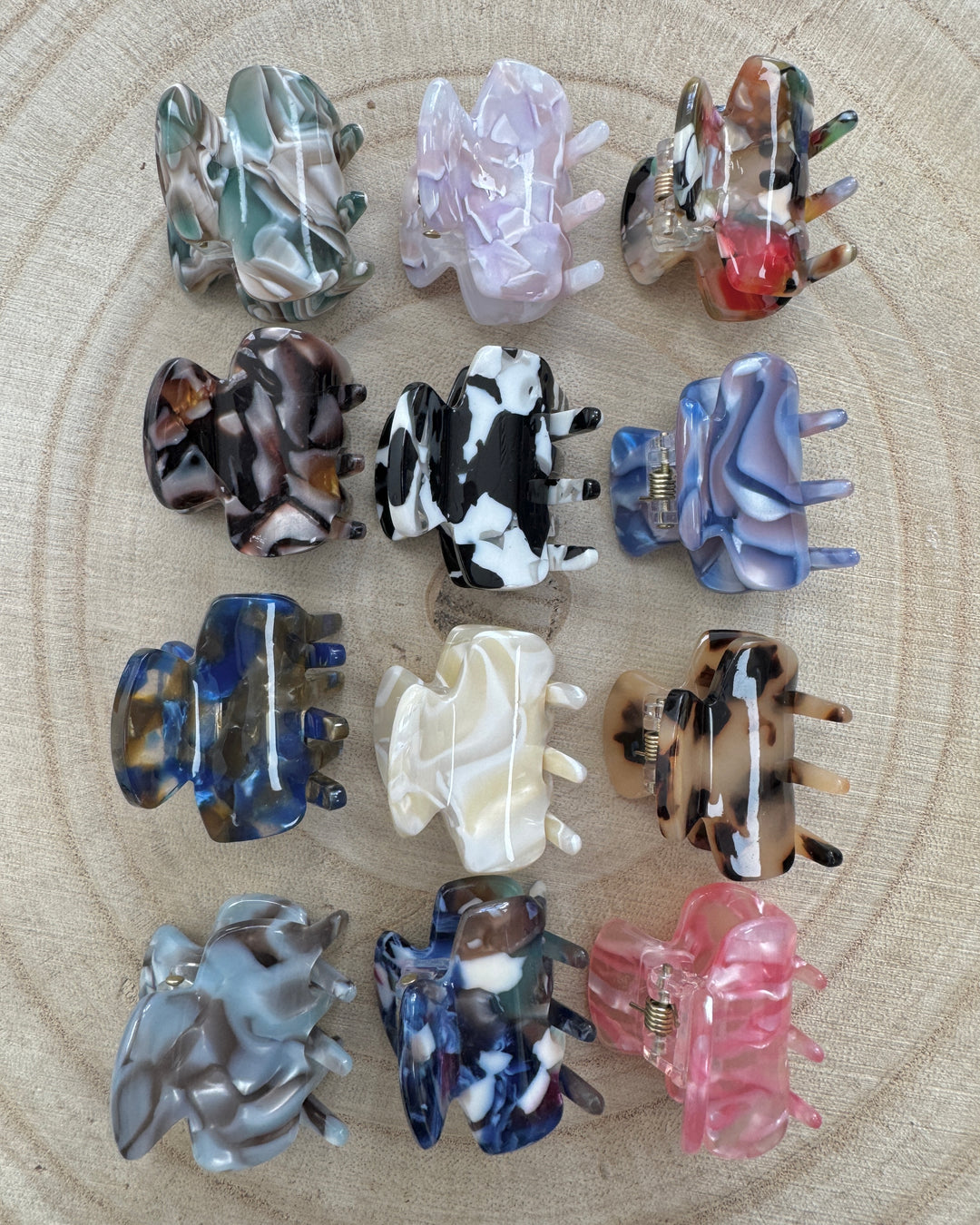 Mini Marble Hair Clips (12 Pack)