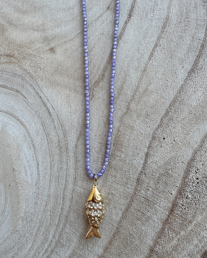 Lilac Shimmerfish Gold Plated Waterproof Necklace