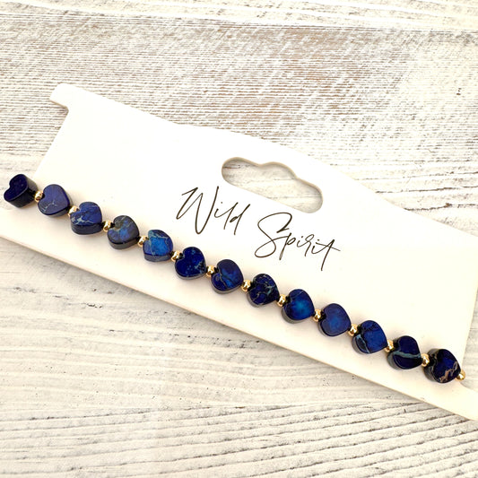 The Navy Jasper Mini Heart Bracelet