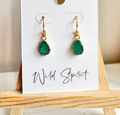 Green Mini Druzy Earrings (Pre-Order due end Jan)