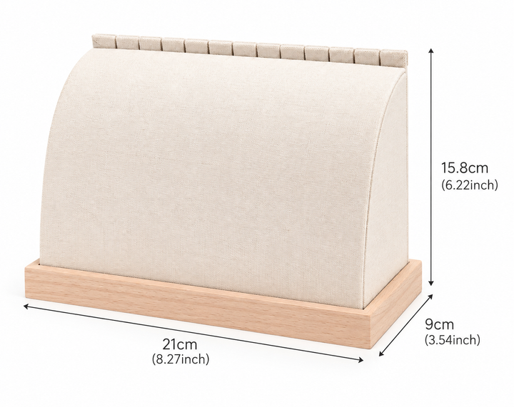 a white paper towel holder with measurements