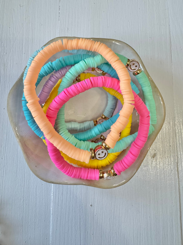 Set of 8 Rainbow Smiley Bracelets
