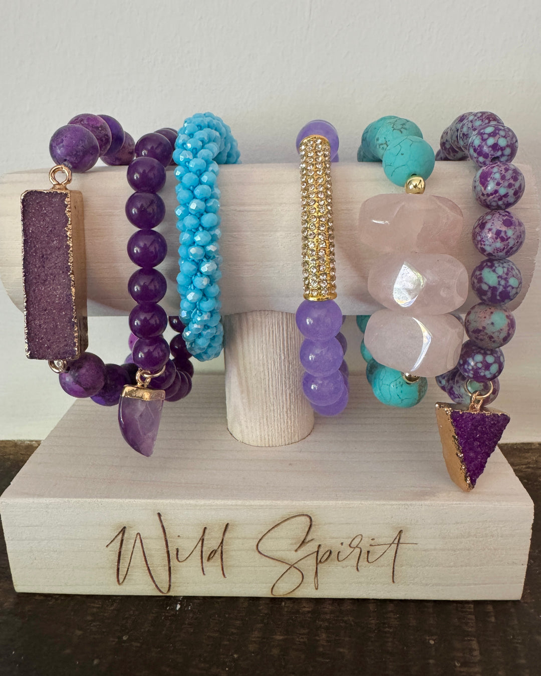 Purple & Turquoise Set of 6 Bracelets