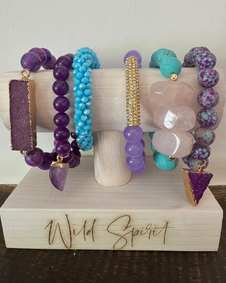 Purple & Turquoise Set of 6 Bracelets