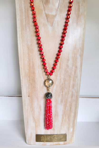 Coral Tassel Necklace