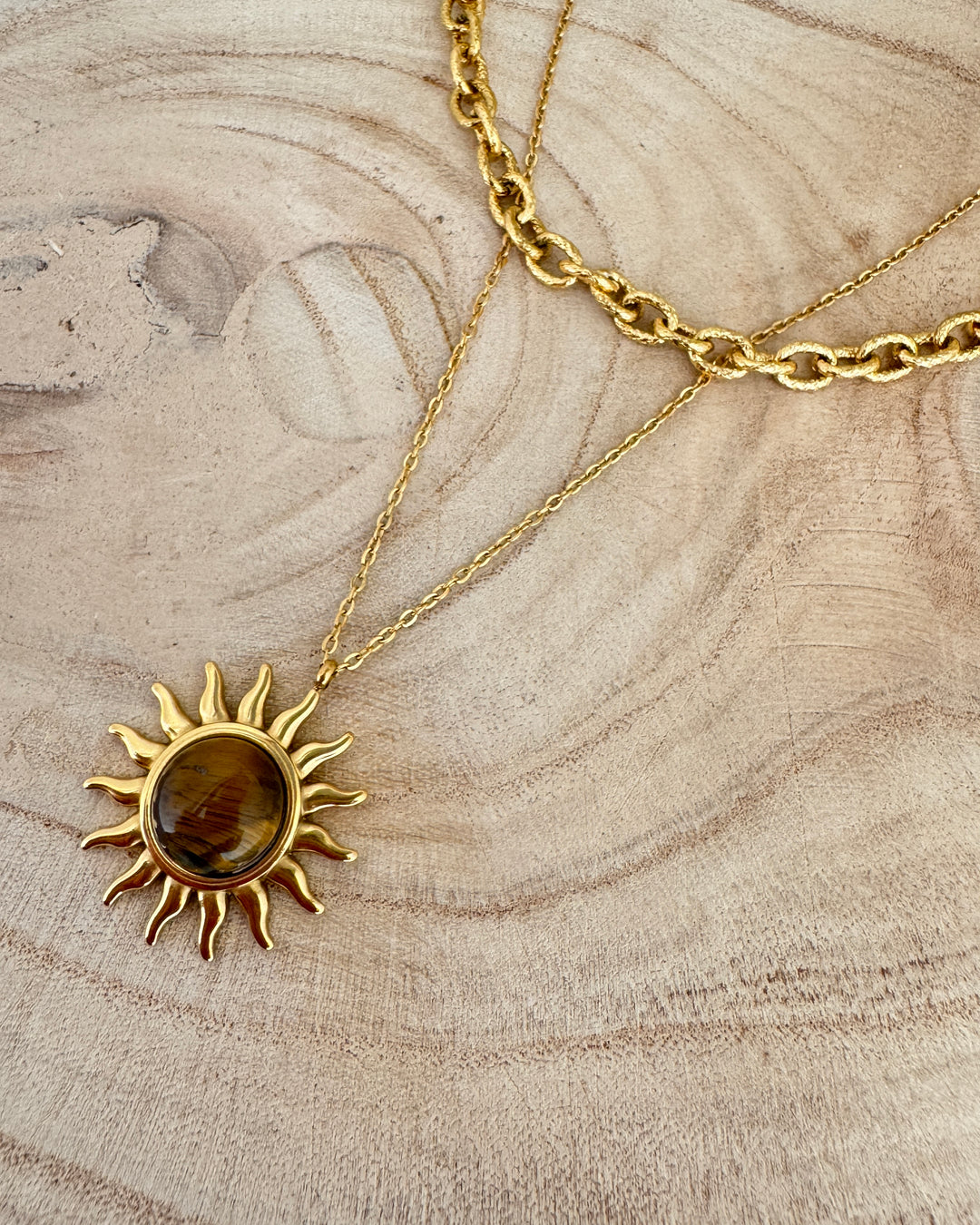 The Tiger Eye Solstice Gold Plated Waterproof Necklace