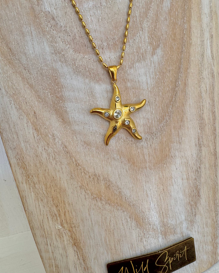 The Starfish Bling Gold Plated Waterproof Necklace