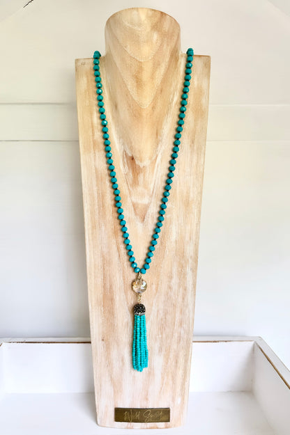 Blue Tassel Necklace