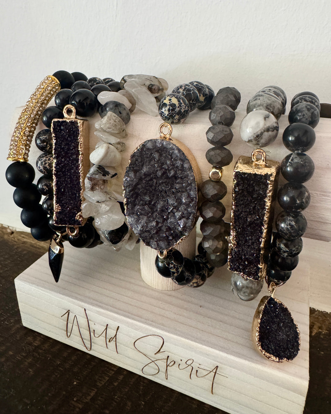 Black Set of 8 Bracelets