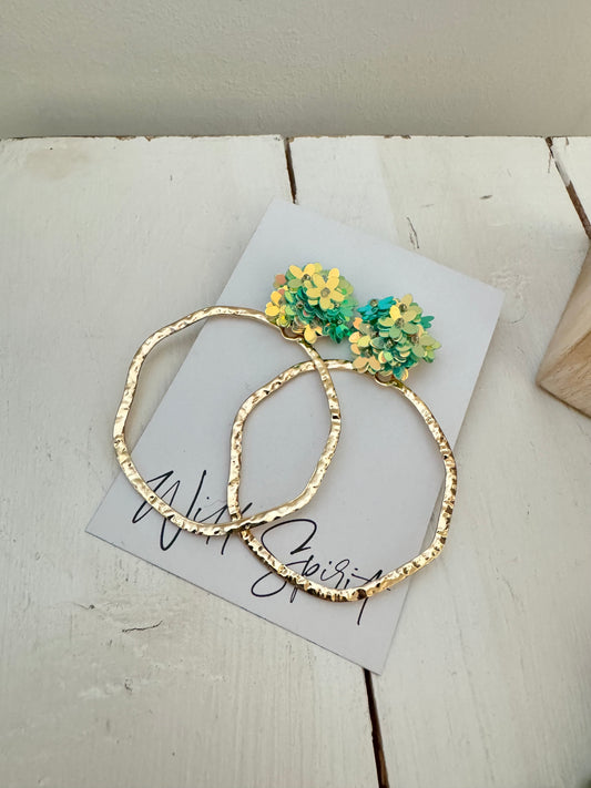 Blue Daisy Hoop Earrings