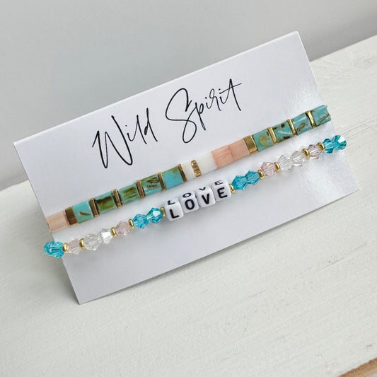 Blue LOVE Duo Bracelet Set