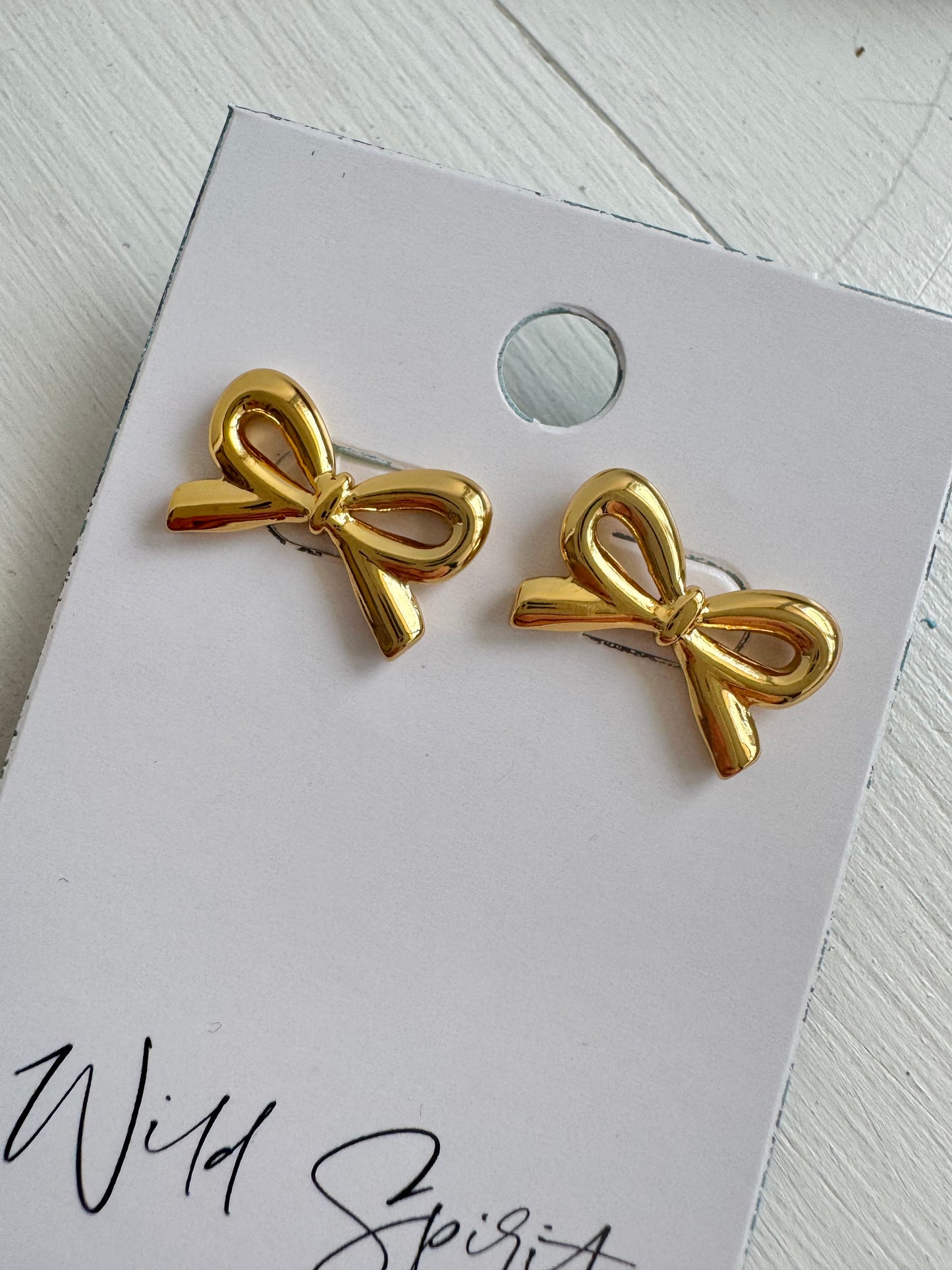 Waterproof Gold Plated Bow Earrings