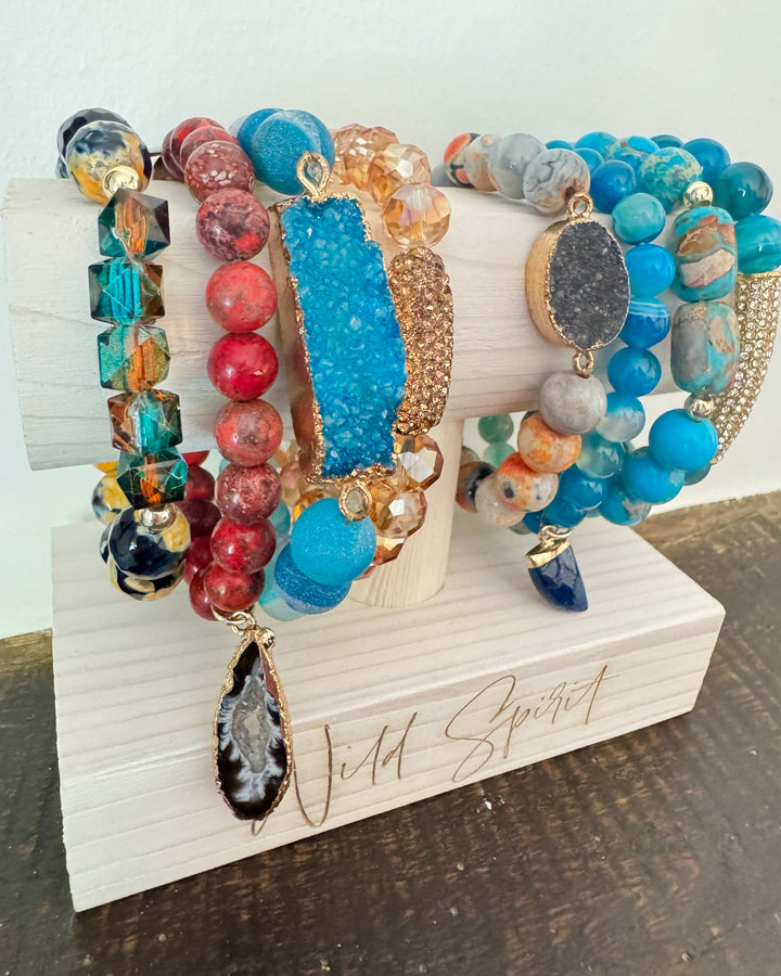 Orange & Blue Set of 8 Bracelets