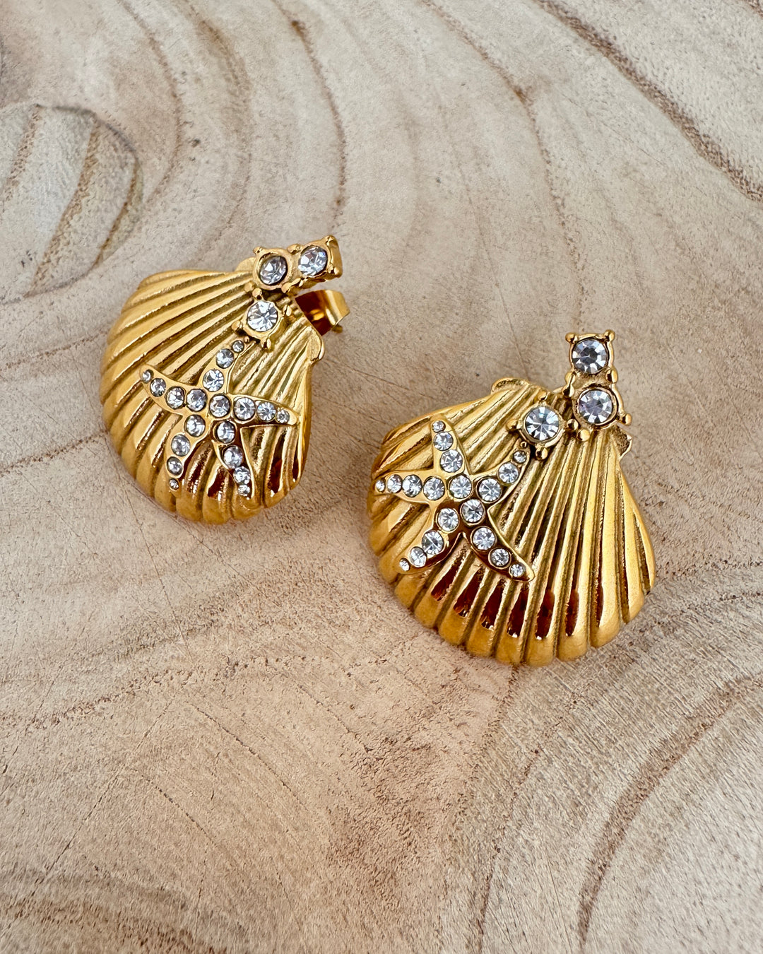 The Ariel Gold Plated Waterproof Shell Earrings