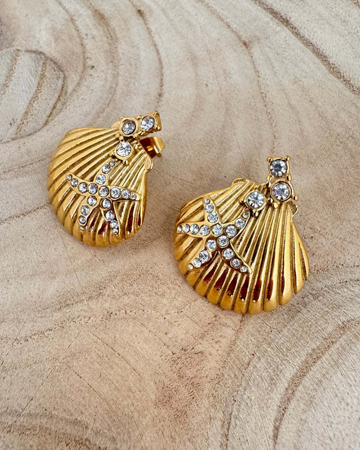 The Ariel Gold Plated Waterproof Shell Earrings