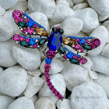 Giant Blue Mix Dragonfly Brooch