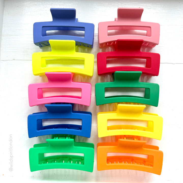 Bright Set of 10 Large Rectangle Hair Claws