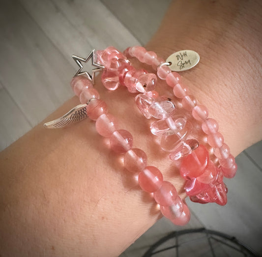 Star & Wing Set of 3 Bracelets - Watermelon