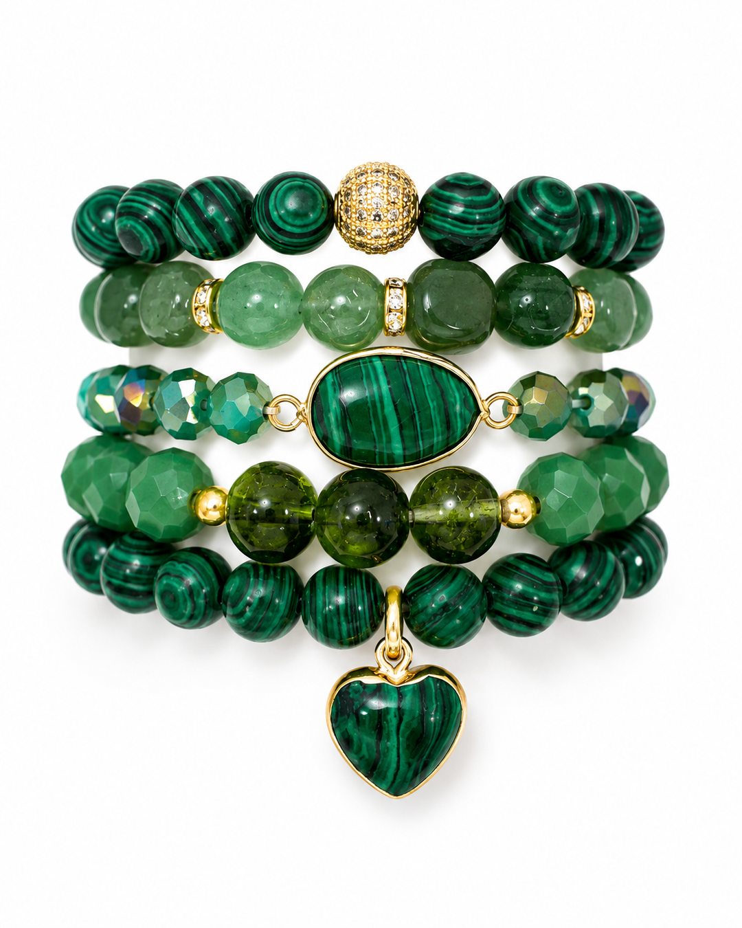Malachite Set of 5 Bracelets