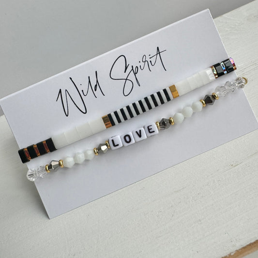 Black LOVE Duo Bracelet Set
