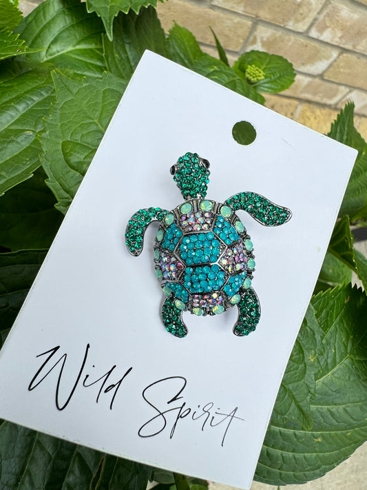 Green Turtle Brooch