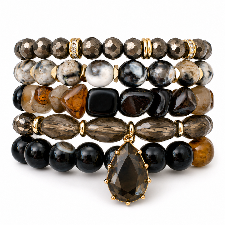 Brown Natural Stone Bracelet Stack