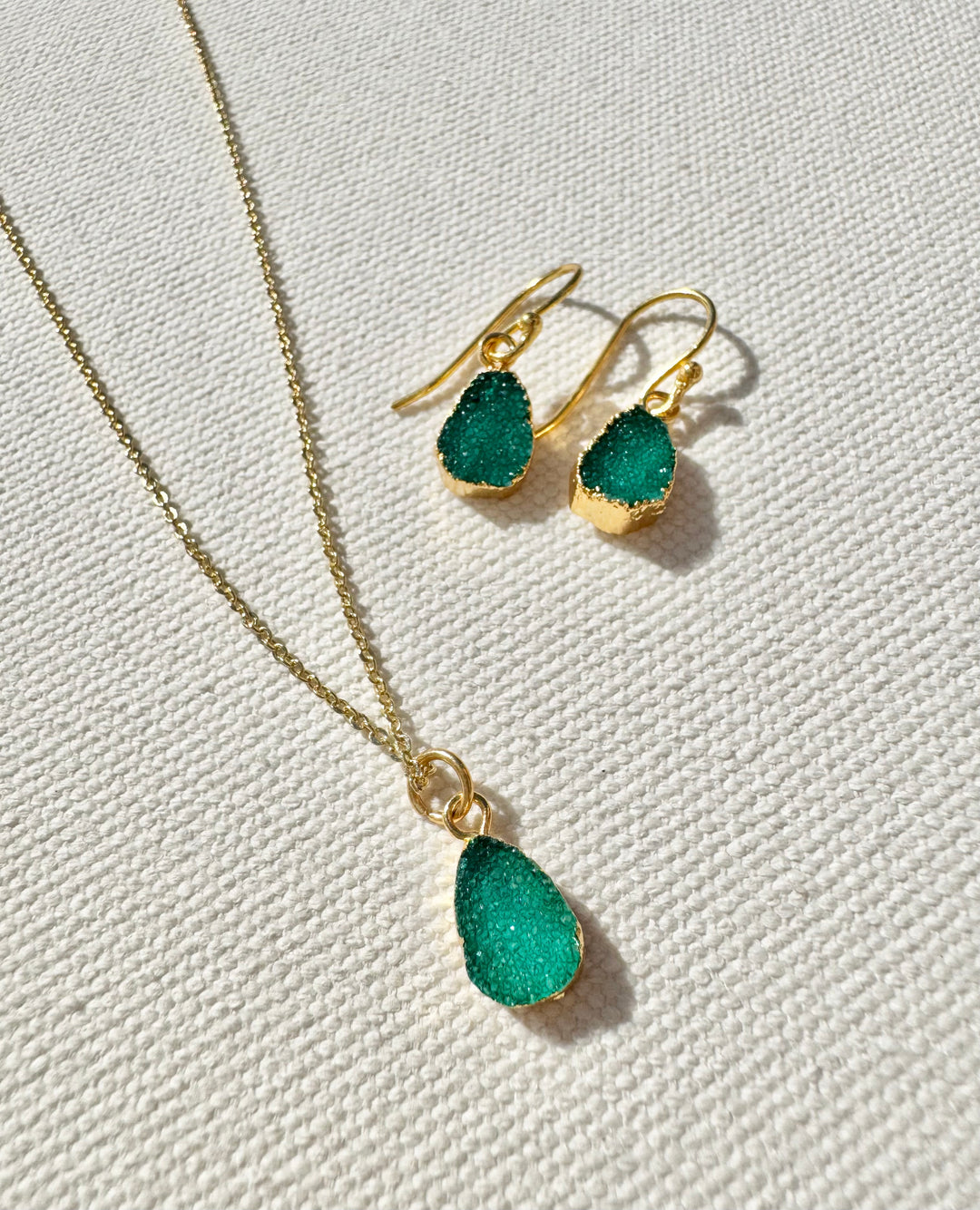 Dainty Green Druzy Stone Necklace