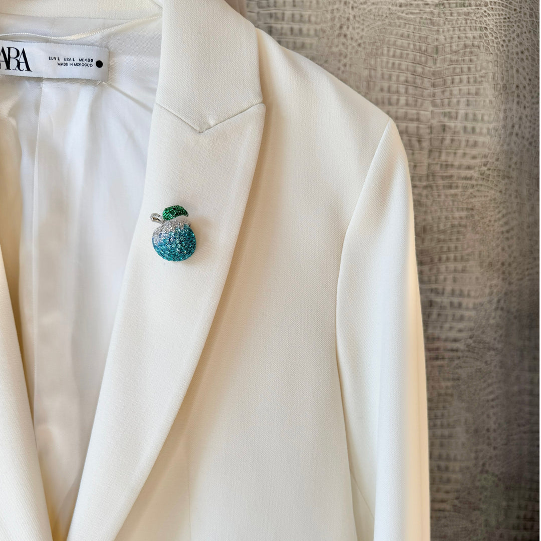 Mini Blue Apple Brooch
