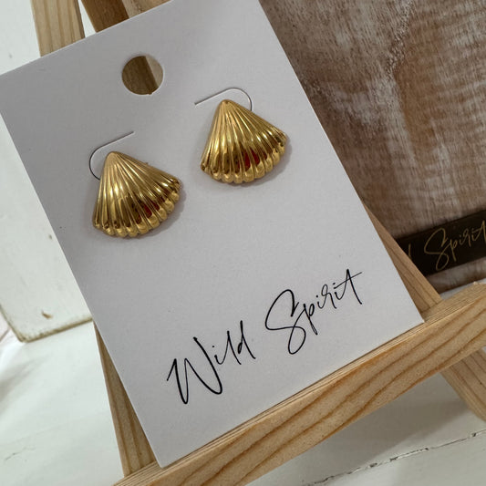 Gold Shell Stud Earrings