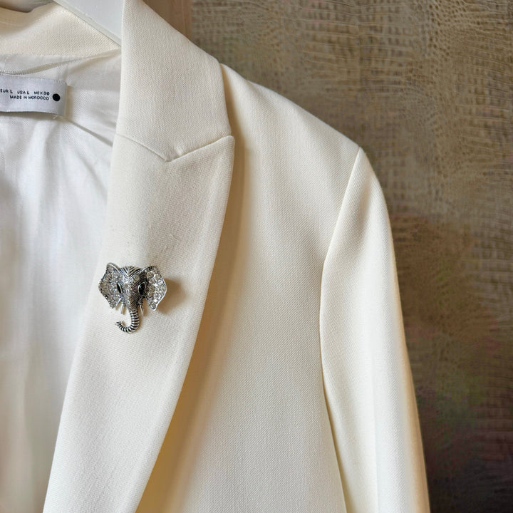 Silver Elephant Bling Brooch