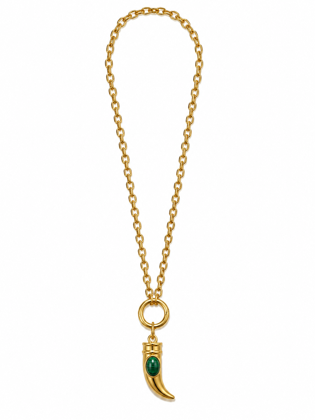 Malachite Gold Horn Necklace
