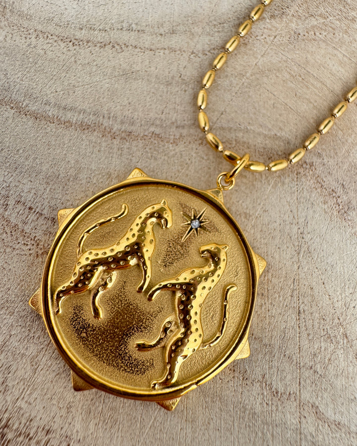 The Leaping Cheetah Gold Plated Waterproof Necklace