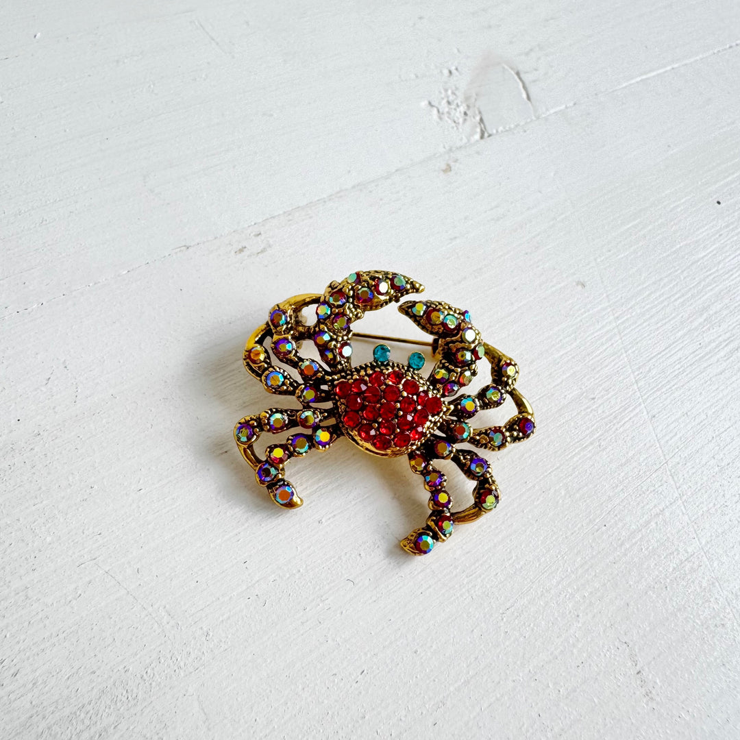 Mini Red Crab Brooch