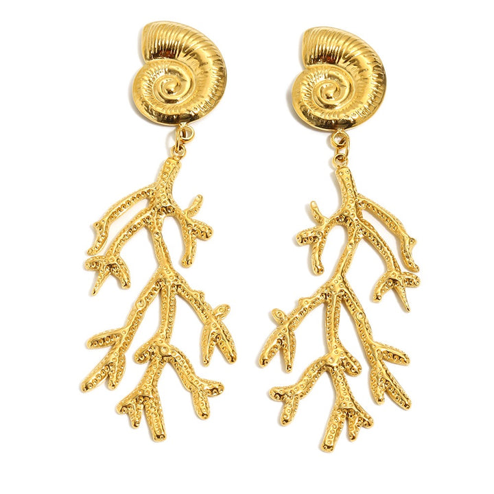 Coral Reef Gold Plated Waterproof Earrings