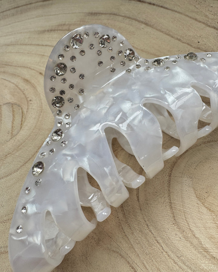 Large Rhinestone White Claw Clip (4 Pack)