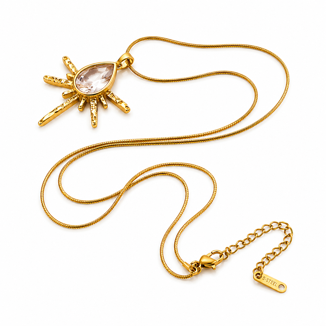 Teardrop Burst Necklace (Waterproof Gold Plated)