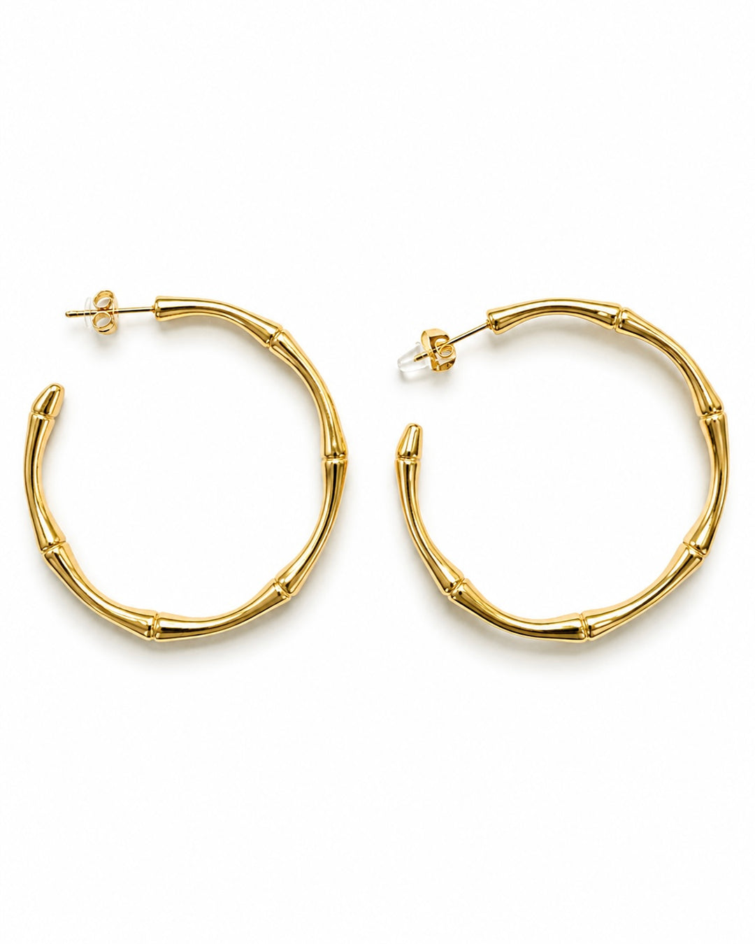 Gold Bamboo Hoop Earrings