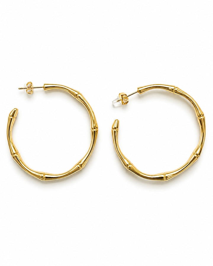 Gold Bamboo Hoop Earrings