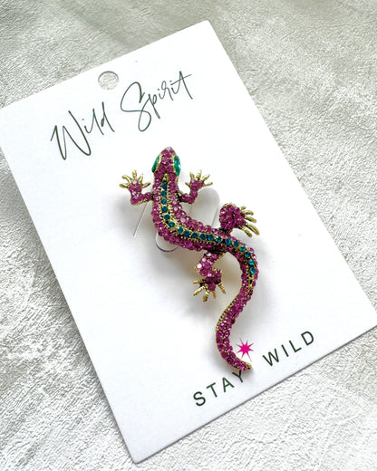 The Pink Gecko Brooch