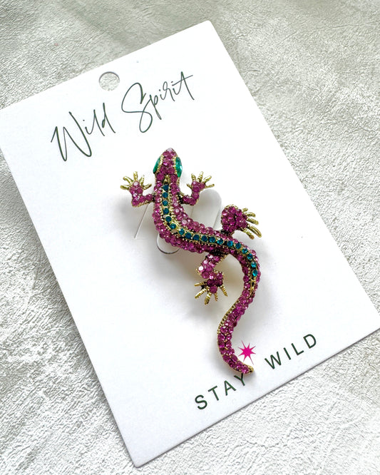 The Pink Gecko Brooch