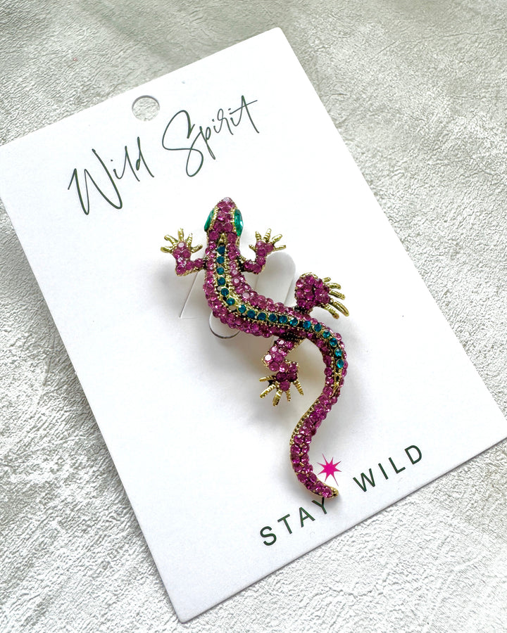 The Pink Gecko Brooch