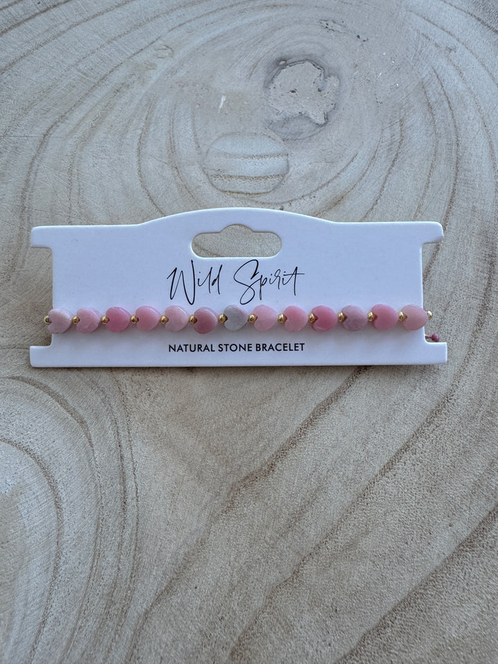The Rose Pink Jasper Mini Heart Bracelet